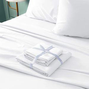 OEM Custom Luxury <b>White</b> Cotton Satin Stripe <b>Bed</b> Quilt <b>Cover</b> 3pcs All SIze Flat Sheet Set for Hotels - Product Image 4