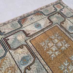 3.9x6.4 ft Rug, Vintage Turkish Rug, <b>Brown</b> Striped <b>Wool</b> Rug - Product Image 4