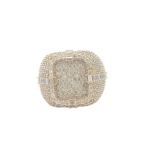 Personnaliser Bague Hip Hop en argent sterling plaqué or jaune avec Moissanite Diamant Luxe Bling Rappeurs Bijoux - Product Image 1