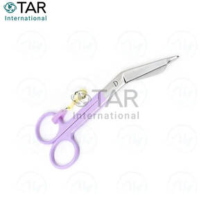 Nurse Scissors and Lister Bandage Scissors 14.5cm Professional <b>Medical</b> Cutting Tool With Customized Fancy <b>Rubber</b> Handle - Product Image 3