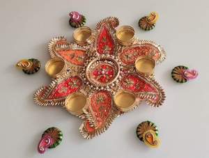 Diwali ดอกไม้เป็นของขวัญแต่งงานที่ทำด้วยมือของตกแต่งบ้านที่วางเทียนบนโต๊ะชา - Product Image 6