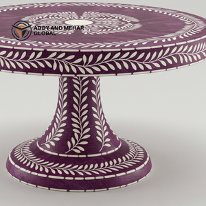 Soporte/Pedestal de Lujo para Tartas con Incrustaciones de Hueso Morado, Hecho a Mano, Ecológico, Artístico y Floral, para un Servicio con Estilo - Product Image 2