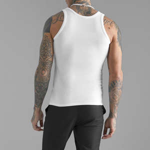 2024 verano transpirable tejido algodón bambú músculo ajuste hombres entrenamiento camisetas sin mangas culturismo camiseta de gimnasio sin mangas - Product Image 2