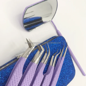 Pince à cils volumineuse violette en gros, pointe lisse, acier inoxydable, antistatique, pince à cils pour extensions de cils, plateau d'emballage personnalisé - Product Image 1