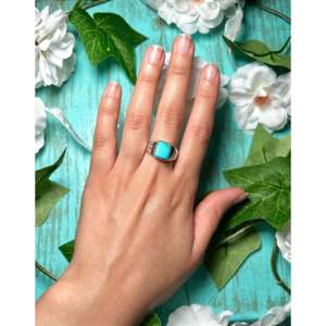 Bague en turquoise de Royston et argent sterling, fabrication Navajo, taille 8.5, bijou culturel de collection - Product Image 4