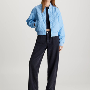 2025 meilleur Design Polyester Bomber veste pour femmes grande taille hiver vêtements de rue col montant plaine teint fermeture éclair respirant - Product Image 4