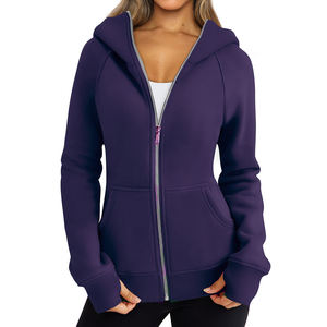 เสื้อครอปมีฮู้ดของผู้หญิง, เสื้อครอปมีฮู้ดคอตตอนผ้าฟลีซผ้าโพลีเอสเตอร์สวมใส่สบายมีสไตล์สปอร์ตมีลายนูนด้านหน้าและด้านหลังสำหรับฤดูหนาว - Product Image 3