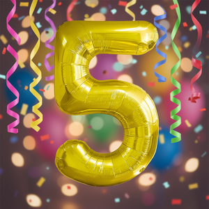 Palloncino Foil Numero 5 Dorato 80cm per Decorazioni Festa, Riempibile con Elio - Product Image 3