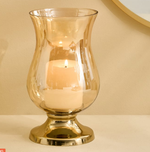 Centre de table de mariage en verre soufflé à la main, cylindre transparent, cheminée à bougie, support de bougie ouvert avec base en bois - Product Image 4