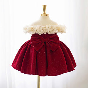 Robe de princesse en velours d'hiver de haute qualité pour bébés filles OEM ODM fabriqué au Vietnam depuis 12 ans à volants conception d'épaule à demi-manches - Product Image 6