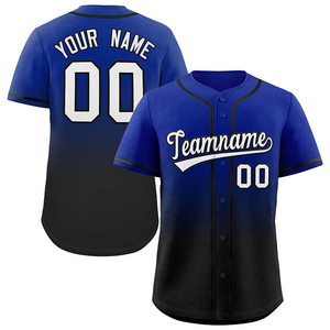 Camiseta de Béisbol Personalizada Azul Cielo y Negro con Nombre y Número en Degradado, Sublimación Completa con Botones, Transpirable, para Equipos - Product Image 6