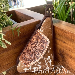 Bolso de pecho multifunción para mujer, portátil, de cuero de vaca genuino, para exteriores, a precio al por mayor - Product Image 1