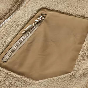 Veste en polaire sherpa enduite sur mesure, col montant, devant unisexe, couleur personnalisée, service OEM, respirante, écologique, veste d'hiver - Product Image 3