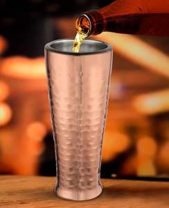 Vaso alto de acero inoxidable martillado, barra de Metal, accesorios para bebidas, diseño moderno ecológico para servir cerveza - Product Image 5