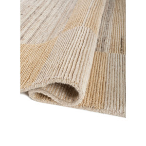 พรมทอมือลายทางสีเบจและสีน้ำตาล ลายตะวันออก สไตล์คลาสสิก สำหรับห้องนั่งเล่นหรือห้องนอนวัยรุ่น-Hwl-264 - Product Image 2