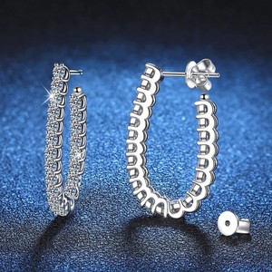 Fully Iced Out VVS Moissanite Diamond Stud <b>Earrings</b> IGI Certified 14K White Gold Plating Diamond Hip Hop Style for Women - Product Image 1