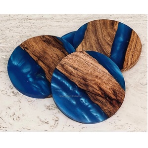 Dining Table Decorative Wood and Resin <b>Coasters</b> Brown Finished Round Shape <b>for</b> Home & Hotel <b>Drink</b> Serving <b>Coasters</b> - Product Image 2