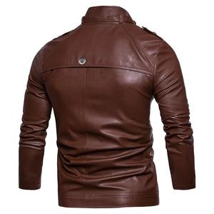 Chaqueta de cuero con cuello levantado para hombre de alta calidad Chaqueta de cuero informal de moda de invierno - Product Image 5