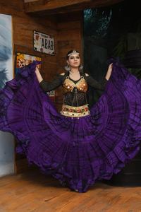 Ensemble de costumes de danse tribale gitane Fusion, travail de miroir coloré, choli, jupe évasée violette, accessoires traditionnels - Product Image 5