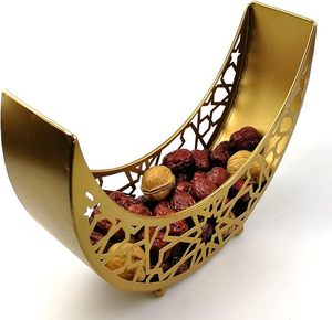 High Quality Metal Moon Shape Dry Fruit Platter For Ramadan <b>Eid</b> Home Decoration From India - Product Image 3