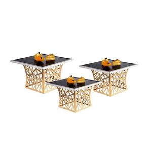 Ensemble de présentoirs à gâteaux en métal et en verre faits à la main de 3 tailles différentes pour le service de desserts au prix le plus bas - Product Image 1