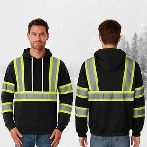 Sudaderas de Seguridad Reflectantes de Alta Calidad para Hombre, Sudadera de Alta Visibilidad para Hombre, Sudadera Negra con Franja Verde - Product Image 2