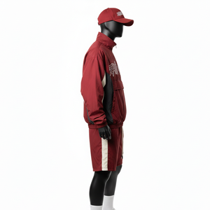 Ensemble short coupe-vent pour homme, léger, polyester, panneaux bicolores, logo personnalisé brodé, ensemble short coupe-vent grande taille - Product Image 3