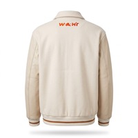 Blouson universitaire épais tissé à col, avec manches en cuir et laine, lettrage chenille ton sur ton, logo personnalisé OEM
