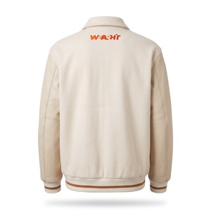 Collared Woven Thick Varsity Jacket for Wool <b>Leather</b> Sleeves Tonal Chenille Letterman Custom Logo OEM - Product Image 2