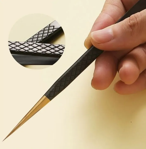 Ensemble de pinces à épiler professionnelles en acier inoxydable pour extensions de cils, étiquette privée personnalisée, étui noir et or, Zullo Industries - Product Image 3