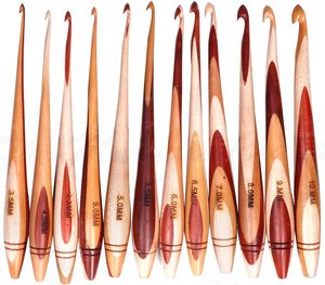 Wood Set of 11 Crochet Hooks 3.5 MM to 10 MM, Wooden Yarn Crochet Hooks Engraved with Sizes | Gift for Grandma (Crochets & Box - Product Image 2