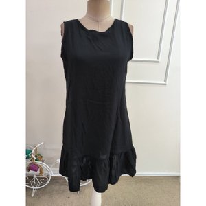 Robe courte à bretelles et col rond pour femme avec imprimé léopard, en viscose tissée à lacets, 35355 - Noir - Product Image 4
