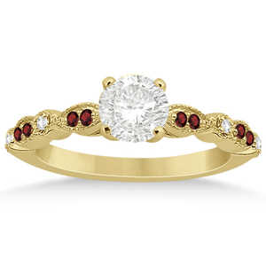 18K Yellow Gold Marquise and Dot Garnet & <b>Emerald</b> Cut Diamond Bridal <b>Set</b> 0.49 Carat Fine <b>Jewelry</b> - Product Image 1