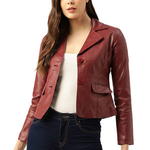Veste en cuir de toile décontractée pour femmes de la dernière conception du fabricant professionnel en cuir de vachette respirant avec un style à la mode - Product Image 1