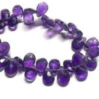 Perles de pierres précieuses en améthyste violettes facettées en forme de poire, de 8 à 9 pouces, certifiées IGI, de haute qualité, 100 % naturelles, de Rida Creations