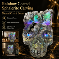Figurine de dragon sculptée en sphalerite irisée, avec revêtement Aura, objet de collection minéral, décoration d'intérieur, cadeau