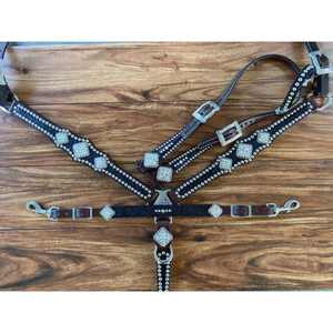 Collier de poitrine Western imprimé de concepteur équestre avec quincaillerie personnalisée en cuir véritable têtière de cheval usiné à la main - Product Image 3