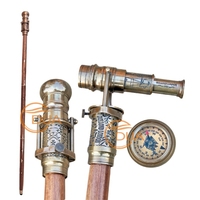 Bâton de marche de style vintage avec télescope caché et boussole séparée pour les activités de plein air