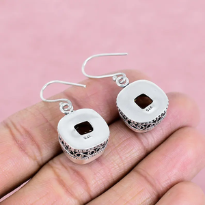 ต่างหูพลอยบุษราคัม925ต่างหูเงินสเตอร์ลิงทำด้วยมือต่างหูแบบห้อยสำหรับเด็กผู้หญิงของขวัญครบรอบขายส่ง - Product Image 4