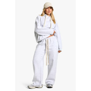 Ensemble de survêtement décontracté à capuche pour femme, personnalisable, de haute qualité, avec logo imprimé, respirant, 100 % coton, écologique - Product Image 1