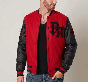 Chaqueta Bomber Personalizada de Alta Calidad con Cuerpo de Lana y Mangas de Cuero, Chaquetas Varsity para Hombres y Adultos - Product Image 5