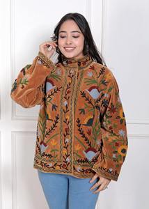 เสื้อแจ็คเก็ตกำมะหยี่ปักลายมือคุณภาพสูงสไตล์โบฮีเมียนลายดอกไม้สำหรับผู้หญิง ฟรีไซส์ - Product Image 4