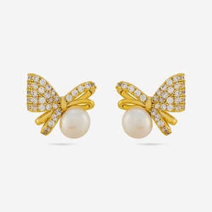 Pendientes de tuerca étnicos de moda con forma de borla, chapados en oro, de aleación de zinc, acero inoxidable, plástico, diamante, ámbar y perla, ideales para regalo de fiesta. - Product Image 3