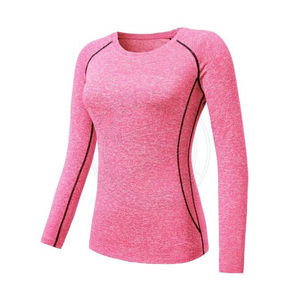 Ladies Canvas Compression Gym and Fitness Chemise à manches longues Logo personnalisé O-Neck Solid Pattern Casual Style - Product Image 3