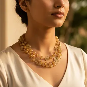 สร้อยคอควอตซ์รูไทล์ประดับลูกปัดอย่างดี-เครื่องประดับอัญมณีพร้อมสำหรับเป็นของขวัญ - Product Image 1