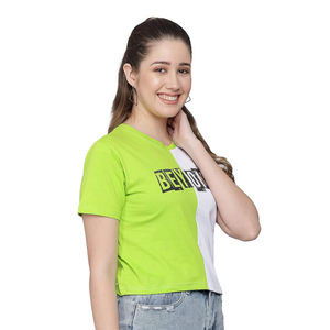 OEM été femmes Crop Top T-Shirt imprimé personnalisé mode décontractée avec un design uni coupe régulière et à manches courtes écologique - Product Image 1