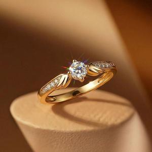 แหวนสัญญาปีกนางฟ้าสีทองคลาสสิกของเจลิยา ของขวัญวันครบรอบแบบทรงกลม - Product Image 4