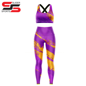 All-Over Sublimation Print Sexy Gym Fitness Bra Legging Set Support Logo Cup Transpirable Yoga Ladies en tarifa barata - Product Image 5