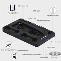 Support mince et station de refroidissement PS5 / PS5 avec station de charge à double contrôleur LED RVB pour consoles PS5 Accessoires de jeu