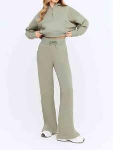 Conjunto Deportivo Informal para Mujer Talla Grande |   Conjunto Deportivo Bordado de Corte Regular, Ropa Urbana Moderna - Product Image 2